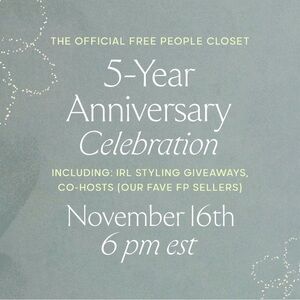 🌟 JOIN ME ON @freepeople’s 5 YEAR POSHMARK ANNIVERSARY SHOW! 🌟